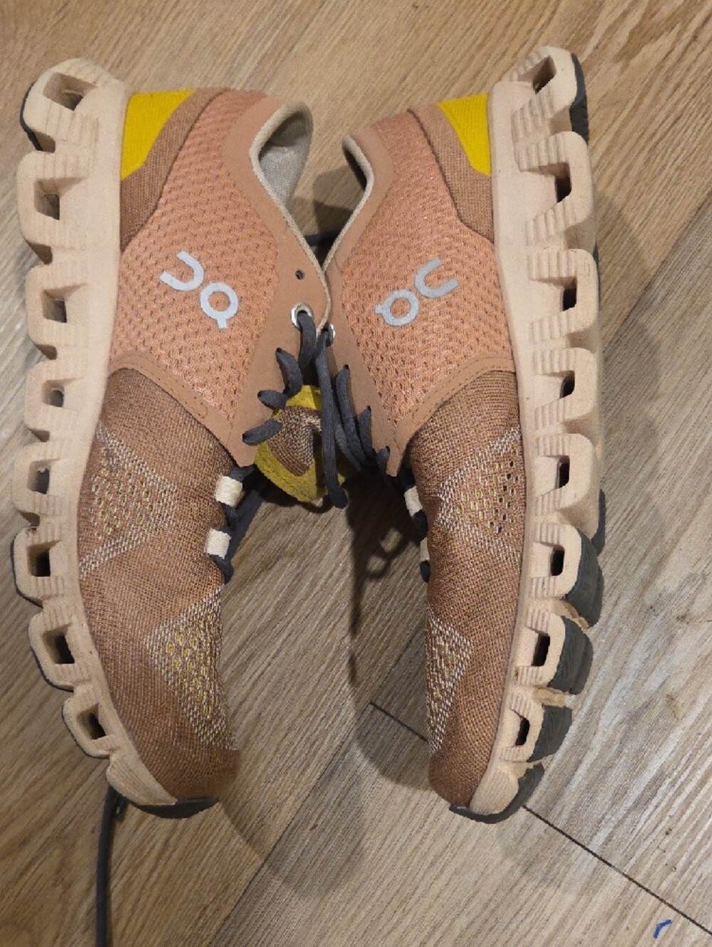 On Running Women's Brown Mesh Athletic Shoes with Yellow Accents - Picture 5 of 7